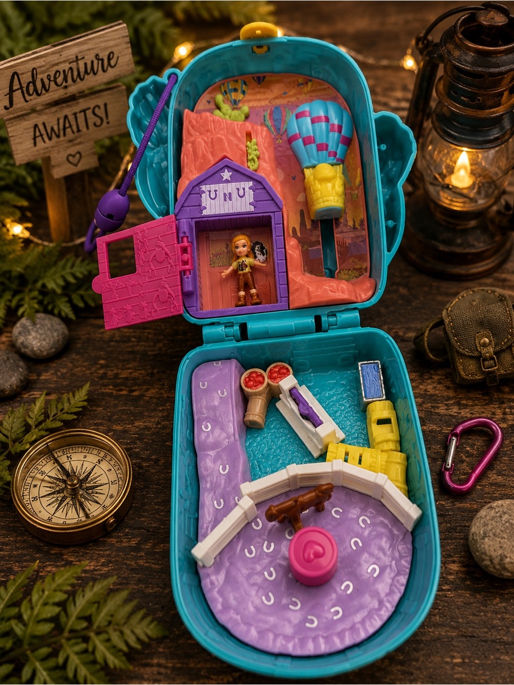 Mattel Polly Pocket Cactus Cowgirl Ranch Compact 2019 GKJ46 Case & Original Doll